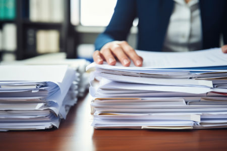 Mains sur des dossiers